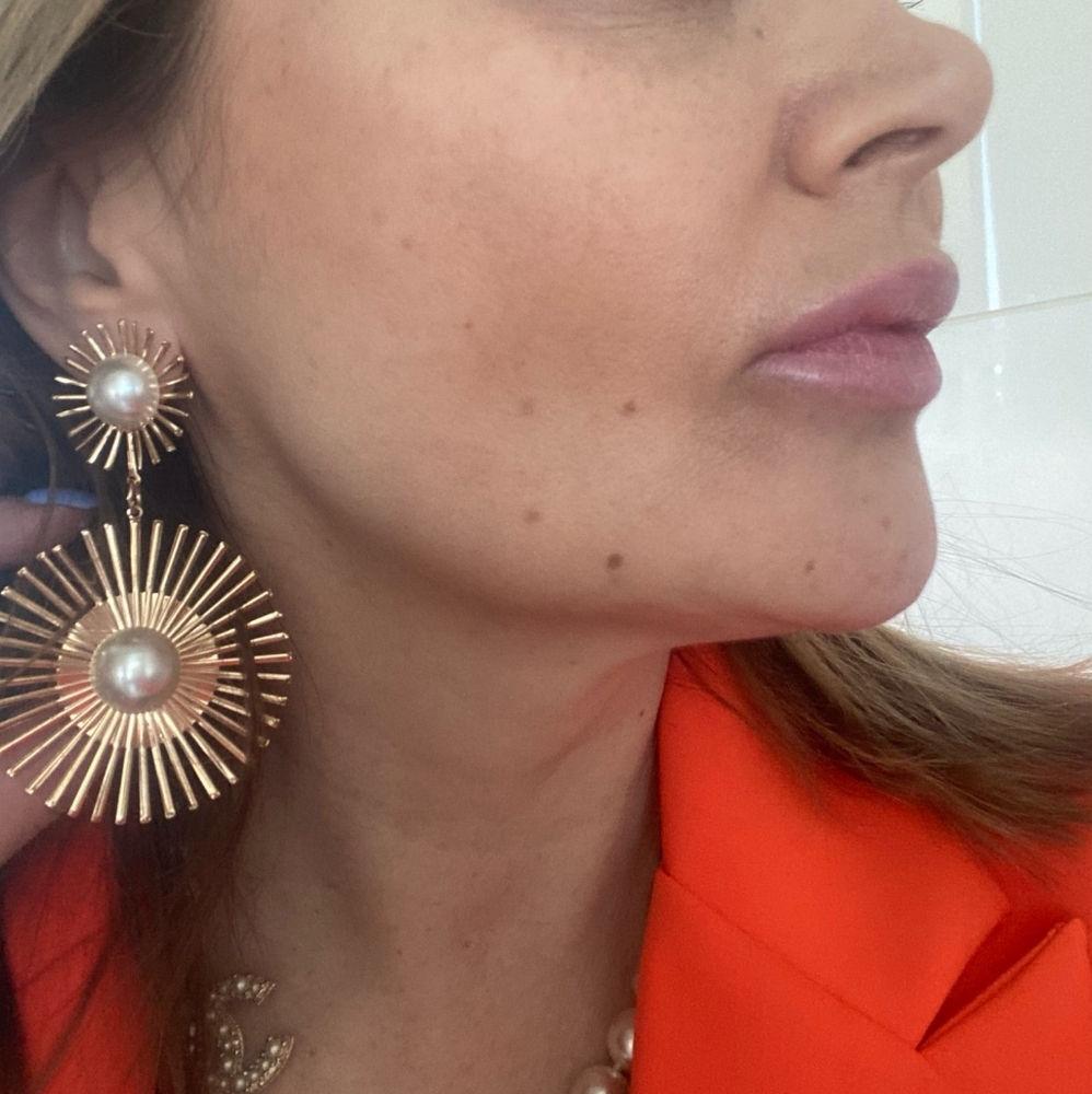 Star Burst Pearl Earrings - Picture 2 of 3